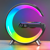 2022 Smart App Control RGB Night light Wireless Charger Lamp With Alarm Clock BT Speaker Bedside Wake Up Light